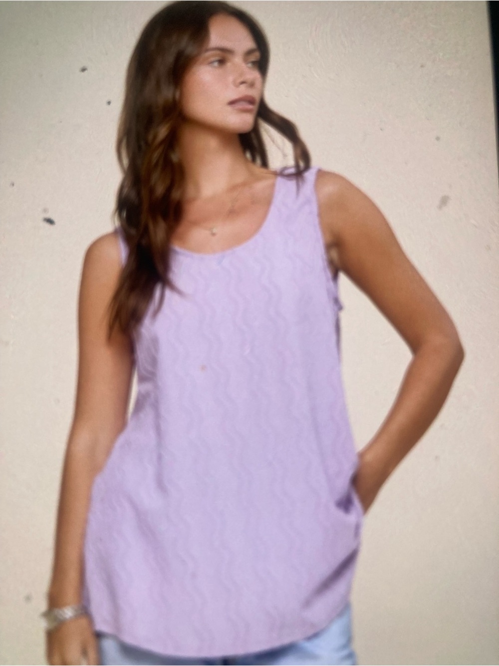 Women’s Sleeveless Lavender Lace Tank Top embroidered NWOTS